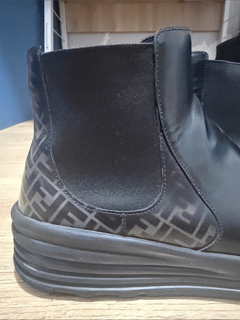 Fendi FF Logo Chelsea Ankle Boots Black Leather Platform EU 37 / US 7 - Picture 5 of 7